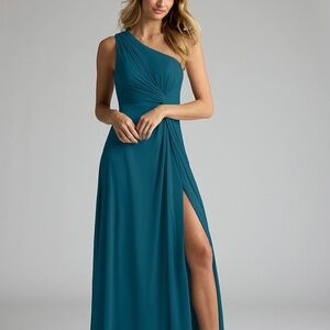 Azazie ink blue Brooke dress